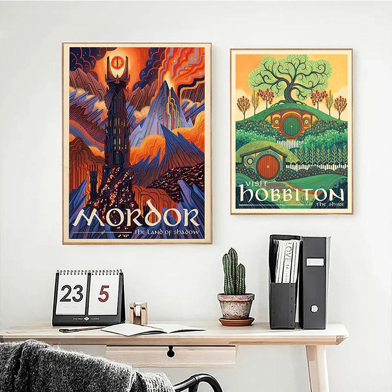 Description Picture 5 of itemRing Art Poster Retro Travel Abstract Canvas Painting Vintage Film Mordor Castle Lord Magic Wall Art Picture Kid Room Home Decor