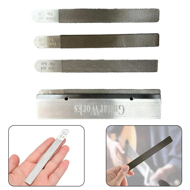 Description Picture 3 of item4pcs/Set Guitar Nut Files Fret Crowning Slot Filing Luthier Repair Tool Kit For Guitar Stringed Instruments Guitar Nut Files