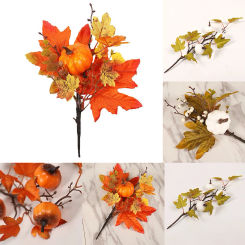 Artificial Maple Leaves Branch Fake Fall Leaves Stems Plants Outdoor Home Decor Outdoor Artificial Flower Artificial Decor