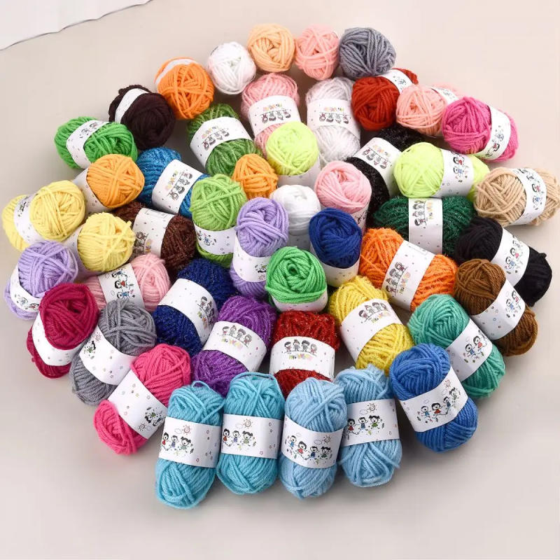 Description Picture 2 of item12Color Set Kids DIY Knitting Crochet Yarns Colorful Material For Needlework Sewing Hand Crafting Wool Ball Hat Dolls Soft Sewin