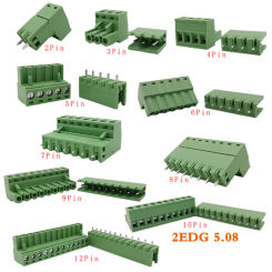 2/3/4/5/6/7/8/9/10/12 Pin 2EDG 5.08mm Right Angle PCB Screw Terminal Block Wire Connector Plug Pin 5.08mm Pitch Header Sockets