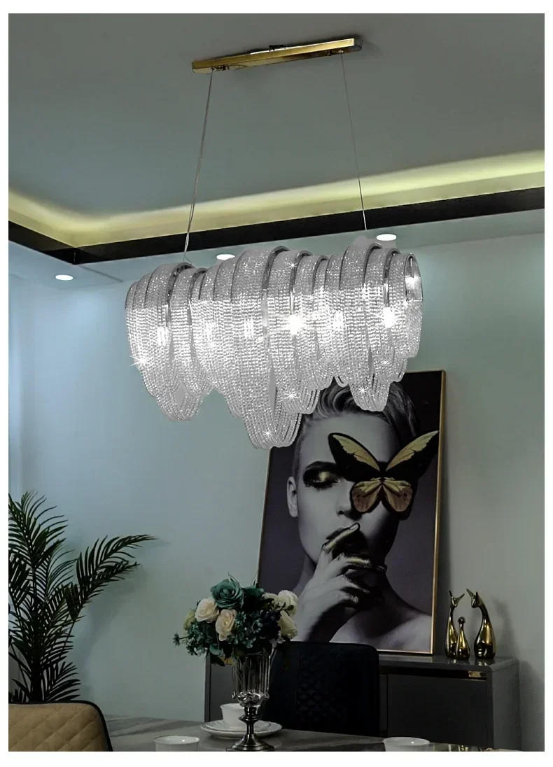 Description Picture 5 of itemCrystal Tassels Led Ceiling Chandelier Living Room Kitchen Island Ceiling Lamp Lobby Pendant Lights Home Decorations Lustre