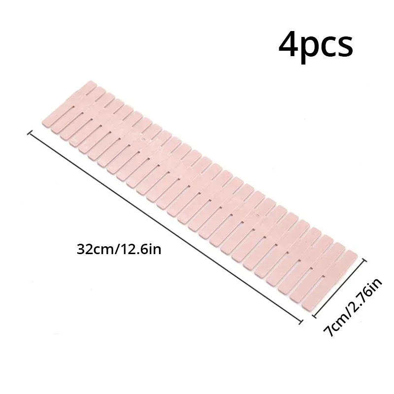 Description Picture 3 of item4pcs Household Adjustable Drawer Divider Free Separation Plastic Board Drawer Organizer Storage Cabinet Underwear Socks