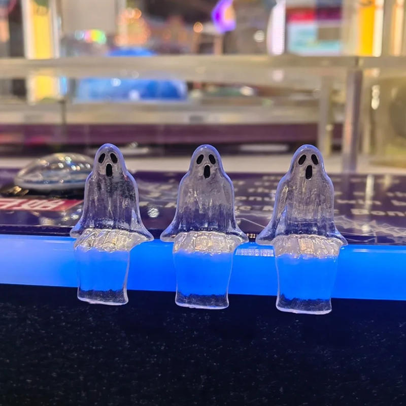 Description Picture 3 of item20pcs Sitting Pose Halloween Ghost Decoration Mini Cute Joy Garden Ghost Ornament Transparent Creative Ghost Statue Decorations