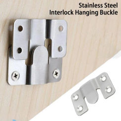 1PCS Stainless Steel Interlock Hanging Buckle Flush Mount Bracket Furniture Connector Wall Picture Frame Hanger Display Hooks