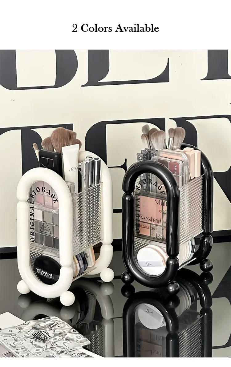 Description Picture 6 of itemMakeup Brush Storage Bucket Display Cosmetic Skincare Transparent Clear Pen Holder Acrylic Table Bathroom Office Desk Stationery