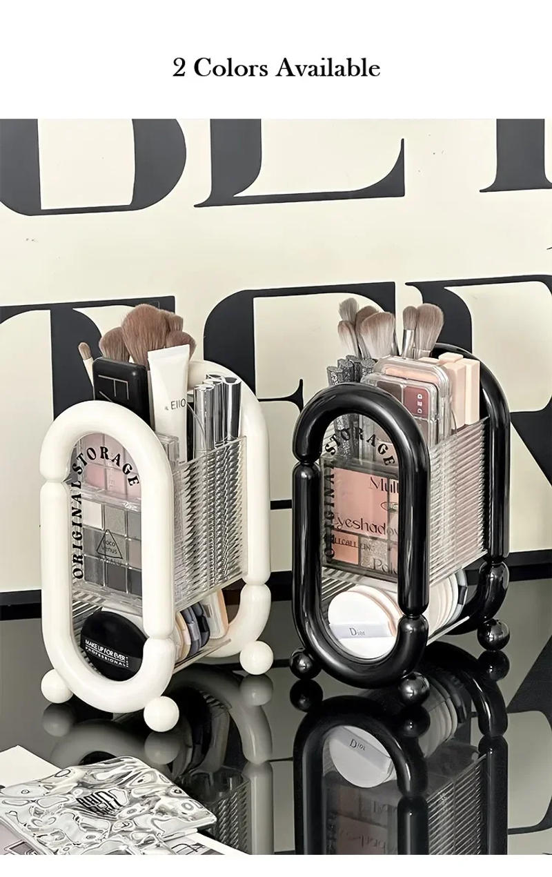 Description Picture 6 of itemMakeup Brush Storage Bucket Display Cosmetic Skincare Transparent Clear Pen Holder Acrylic Table Bathroom Office Desk Stationery