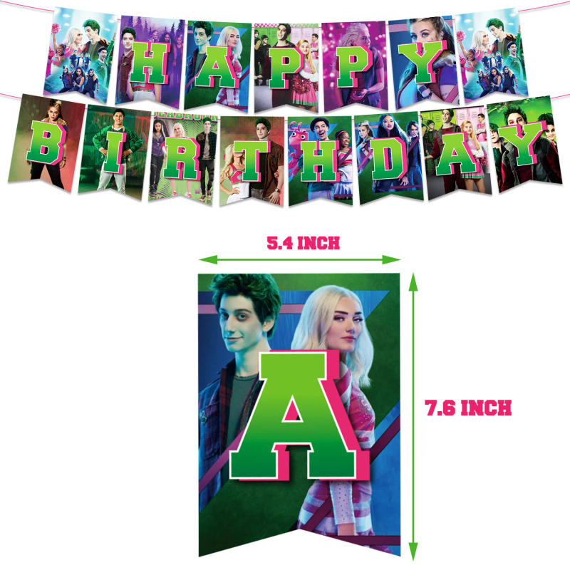 Description Picture 5 of itemDisney Zombie High Birthday Party Decoration Zombie Zed Addison Balloon Banner Cake Topper Backdrop Toys for Party Supplies