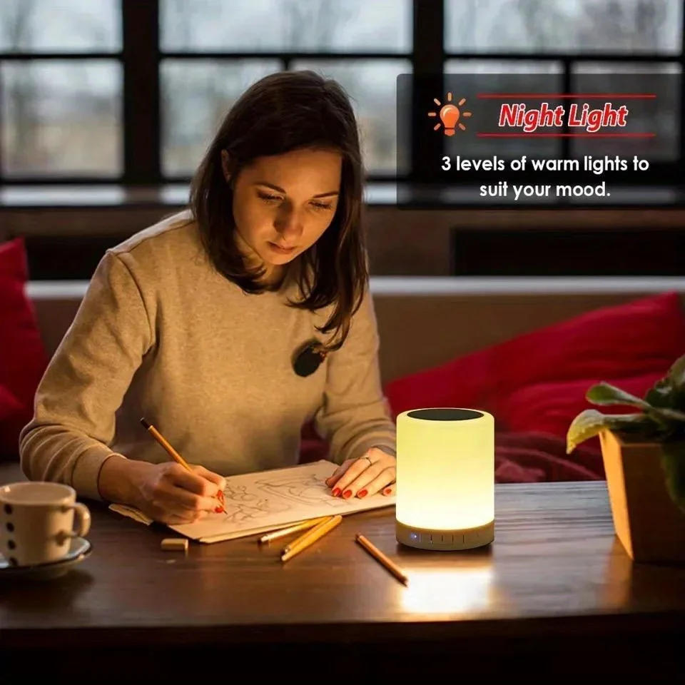 Description Picture 3 of item2024Bedside Table Lamp Wireless Bluetooth with Speaker Touch Light Colorful LED Night Dimming Atmosphere Table Lamp for Kid Gift
