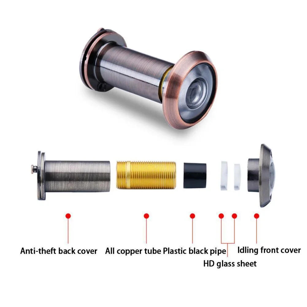 Description Picture 6 of itemDoor Viewer 200 Degree Wide Angle Peephole Security Door Viewers With Privacy Cover Adjustable Glass Lens Furniture Hardware