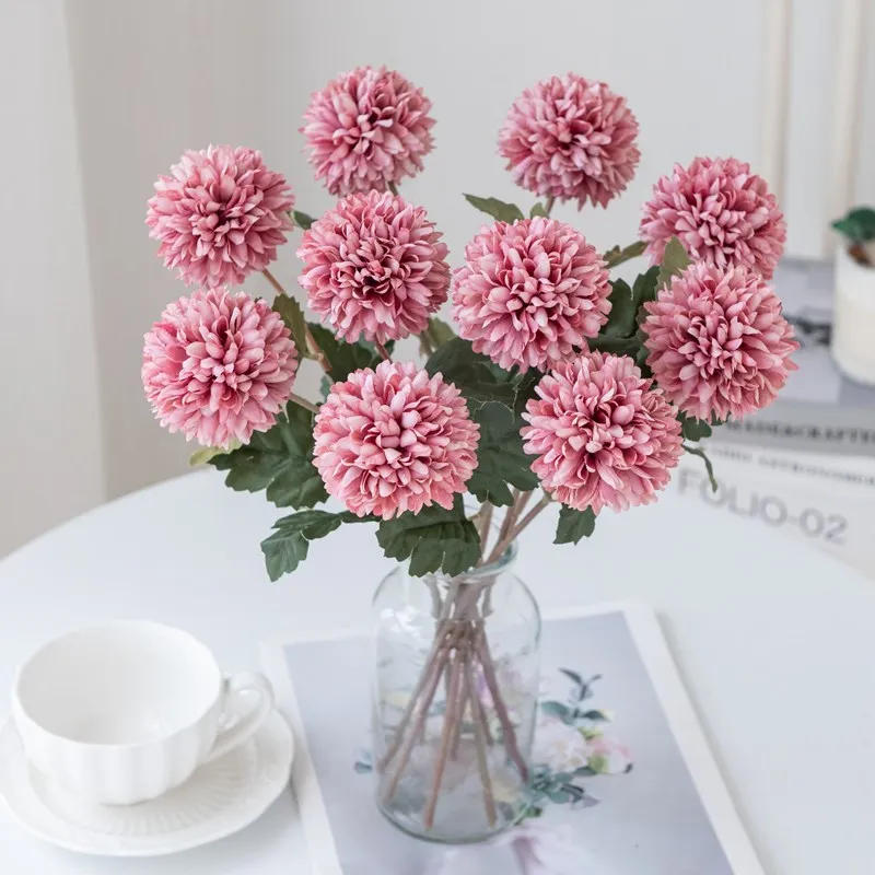 Description Picture 6 of item5Pcs Artificial Flowers Silk Ball Chrysanthemum Bouquet For Wedding Home Decor Manual Flower Arrangement Accessories Fake Plants
