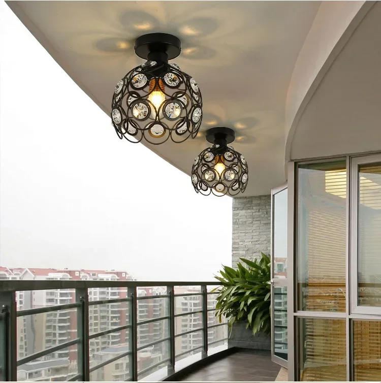 Description Picture 2 of item2024 New American Exquisite Corridor Aisle Ceiling Lamp American Clothing Store Cashier Entrance Single Head Crystal Chandelier