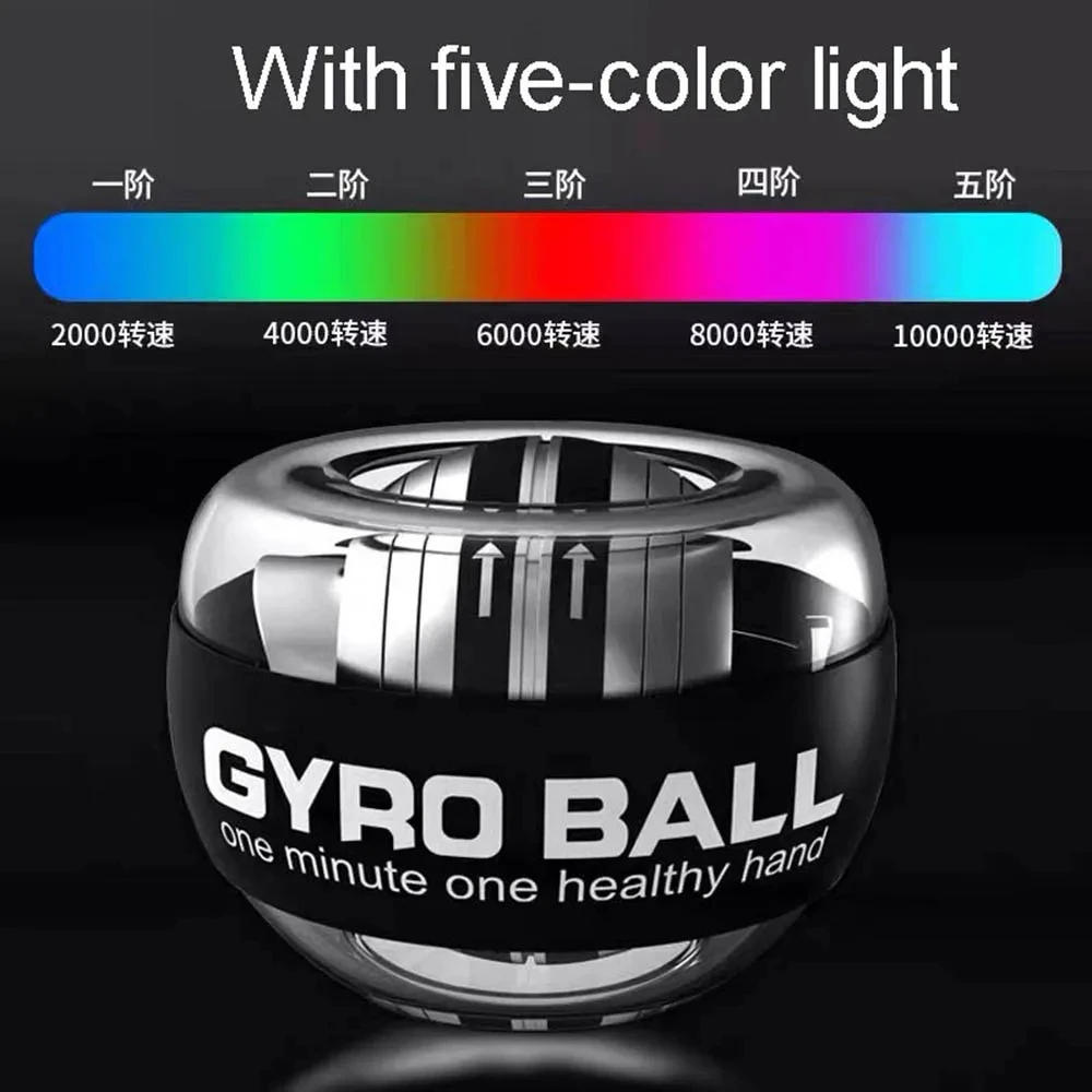 Description Picture 4 of itemNew LED Wrist Power Ball Trainer Auto-Start Grip Ball Strengthener Gyroscopic Arm Gyro Hand ball Home Fitness Forearm Exerciser