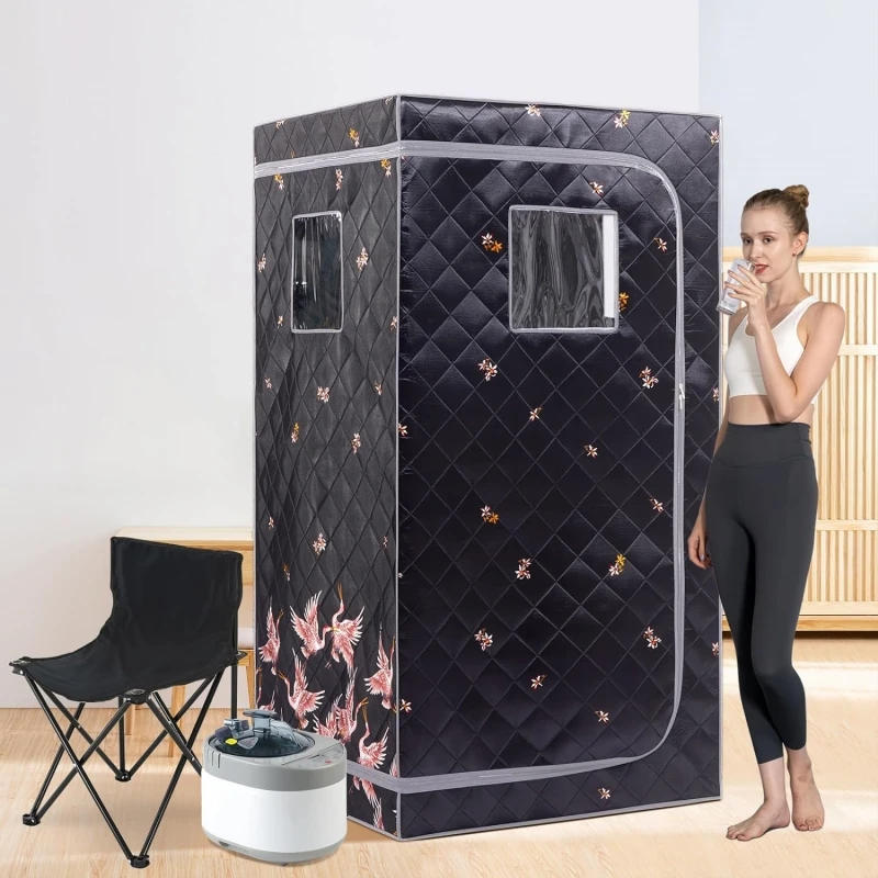 Description Picture 6 of item1500W Steam Sauna Portable Home Steam Sauna Full Size Personal Sauna Spa Box with 4L Steam Generator and Foldable Chair