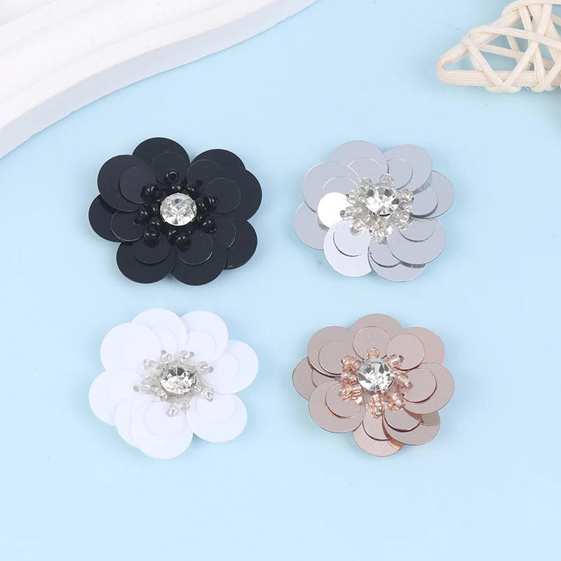 Description Picture 3 of item3Pcs Multi-Color Sequins Beads Flowers Cloth Paste Clothes Hats Shoes Socks Decorative Patch Decals DIY Accessories