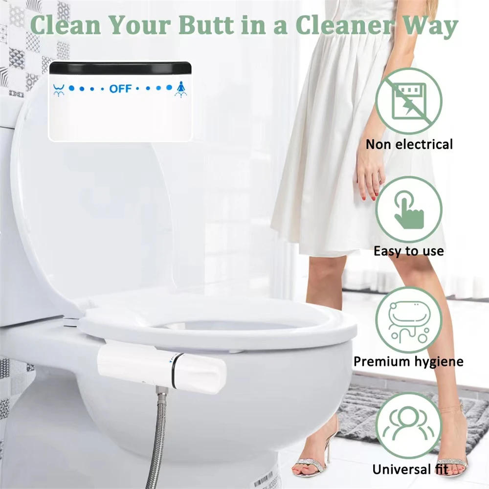 Description Picture 4 of itemBidet Attachment Ultra-Slim Toilet Seat Attachment Non-electric Bidet For Toilet Seat Left Handed Bidet Two Nozzle Self Cleaning
