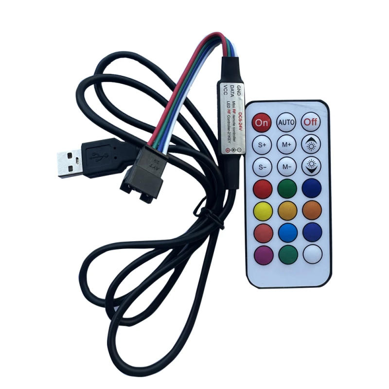 Description Picture 5 of itemDC5-24V 21Key USB/DC Led Controller Mini Pixel Dimmer 3Pin 4Pin For WS2812/WS2811/SK6812 Strip Light RF Remote Wireles remote co