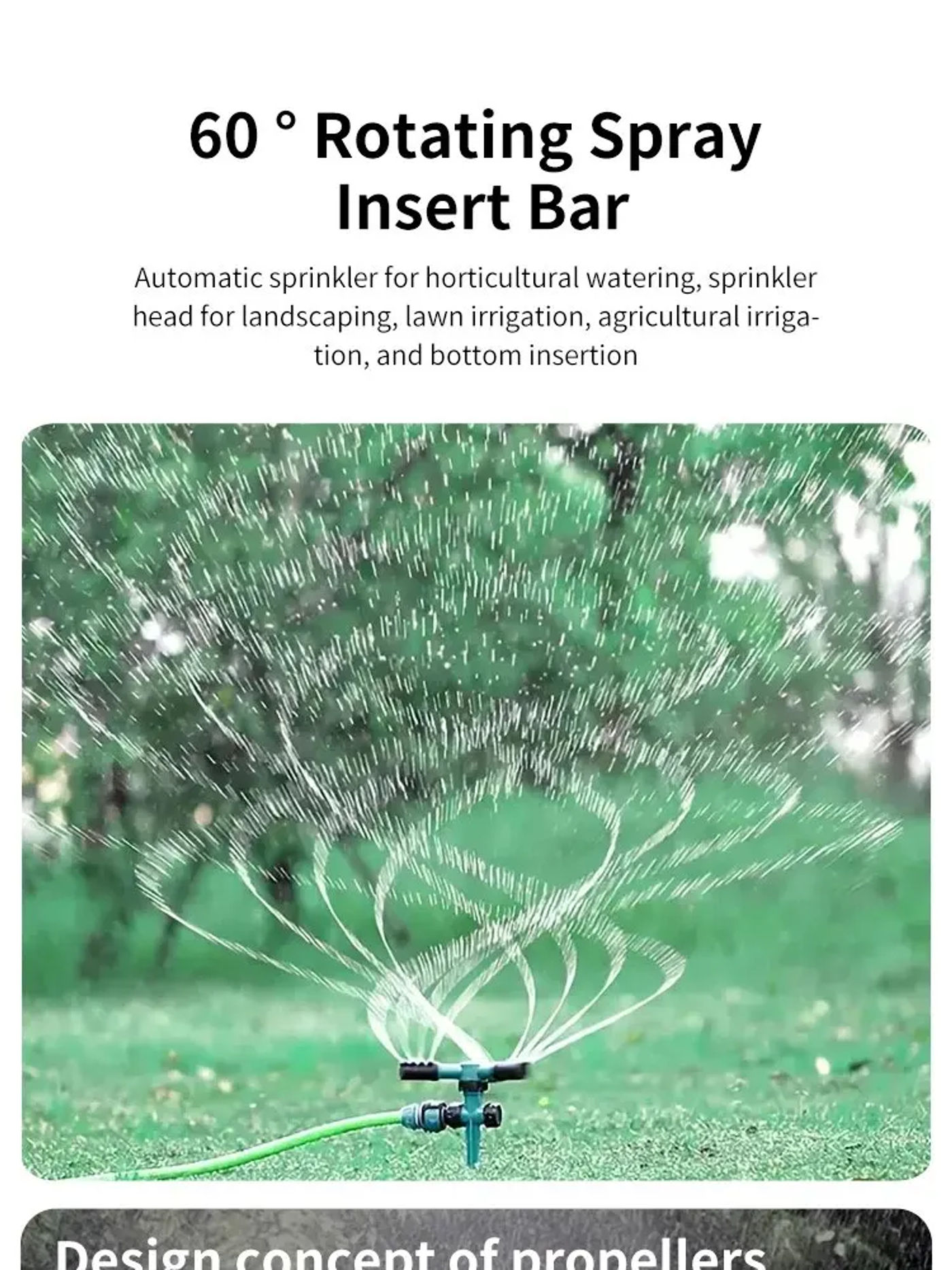 Description Picture 2 of item1pc Garden Sprinkler,Rotating Lawn Sprinkler For Yard 360-DegreeAutomatic Rotating Three-Fork Sprinkler Head Lrrigation RotarySp