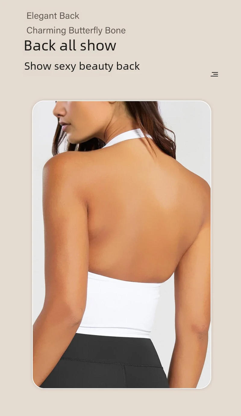 Description Picture 4 of item2024 New High Strength Yoga Bra Women's Sports Halter Neck Tank Top Fitness Shockproof Anti-sagging Back Beautifying Sportswear