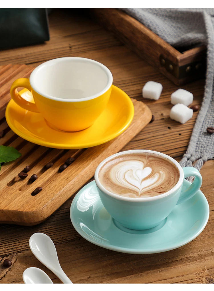 Description Picture 5 of itemCreative Color 150ml Espresso Cup with Saucer Home Dessert Plate Tea Cup Couple Mug Gift Office Mug Tabletop Decoration