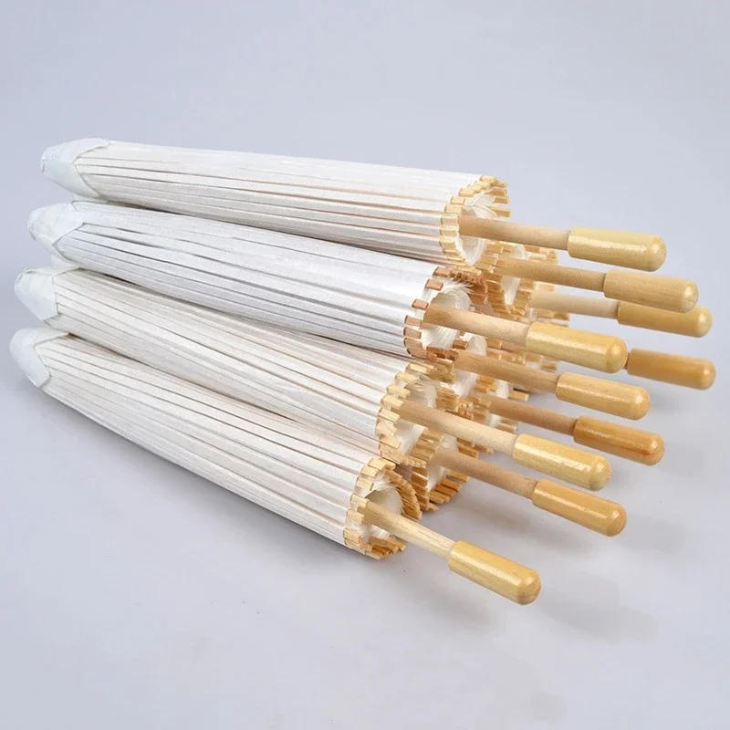 Description Picture 5 of itemChinese Craft Paper Umbrella, Wedding Photograph Accessory, Party Decor, White Paper, Long-handle Parasol, 60 cm, 80cm, 50Pcs