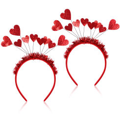Red Love Heart Hairbands Valentines Day Hairbands Loving Heart Sequin Hair Hoops Girls Hair Decor for Festival Costume