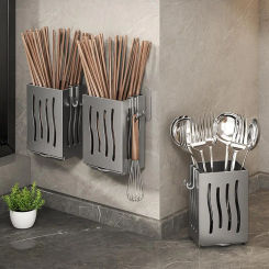 1pcs Wall Mounted Kitchen Cutlery Organizer Light Luxury Chopstick Spoon Holder ABS Plastics Utensil Drying Rack