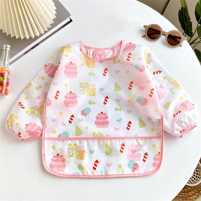 Description Picture 5 of itemBaby's Soft Bib Kid Cute Cartoon Long Sleeves Adjustable Feeding Cloth For Boys Girls Painting Smock Toddlers Meal Eating Apron