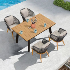 Terrace tables and chairs garden rope woven leisure dining table garden outdoor armchair sunshine room villa outdoor chair