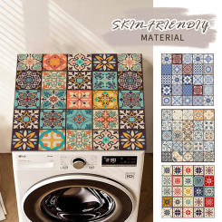 Printed Washing Machine Cover Retro Dust Covers Microwave Oven Protector Waterproof Desktop Tablecloth Cabinet Dust Pads PVC Mat