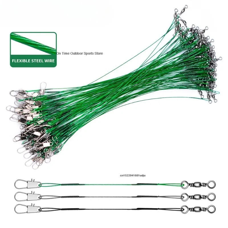 Description Picture 2 of itemNew 10PCS Anti Bite Steel Fishing Line 15-30cm Steel Wire Leader with Swivel Fishing Accessory Lead Core Leash Fishing Wire