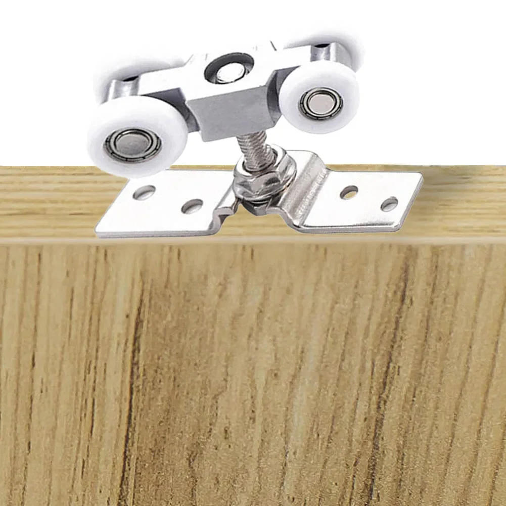 Description Picture 6 of item1 Pair Door Pulley Track Rail Hanging Pulley Glass Door Guide Mute Push And Pull Stainless Steel Wheel Sliding Door Pulley