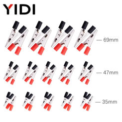 10pcs Insulated Crocodile Clips, 35mm 47mm 70mm Cable Battery Alligator Clamp Red Black Plastic Handle Metal Test Clips