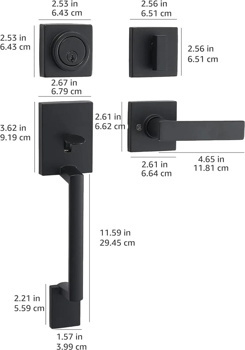 Description Picture 5 of itemBasics Contemporary Single Cylinder Door Handleset with Stamford Lever, 6 Packs 1 Carton, 64.3mmH Upper 294.5mmH lower, M