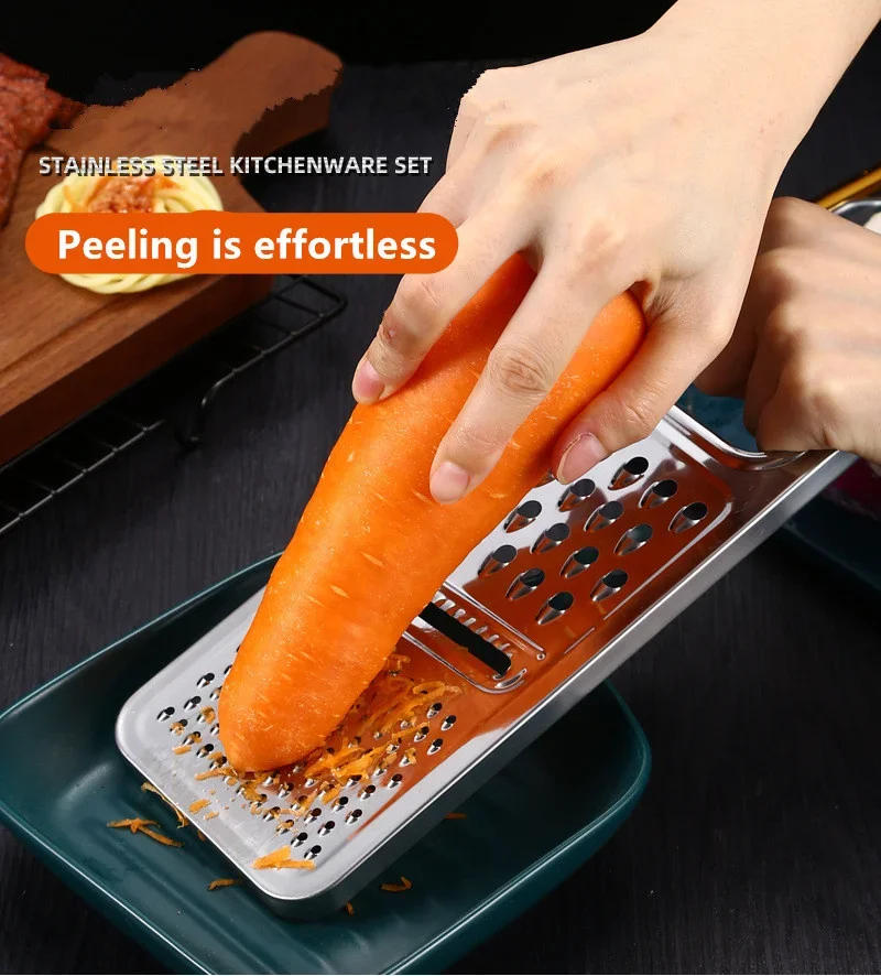 Description Picture 3 of item3 in 1 Multifunctional Grater Stainless Steel Vegetables Potato Cucumber Shredders Slicers Fruit Peeler Innovation Kitchen Tools