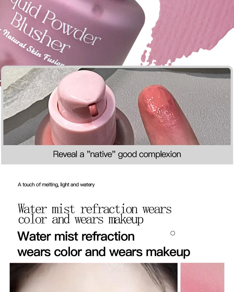 Description Picture 4 of itemLight Pink Liquid Blush Cheek Waterproof Lasting Brightening Natural Matte Rouge Contouring Low Saturated Blusher Korean Makeup