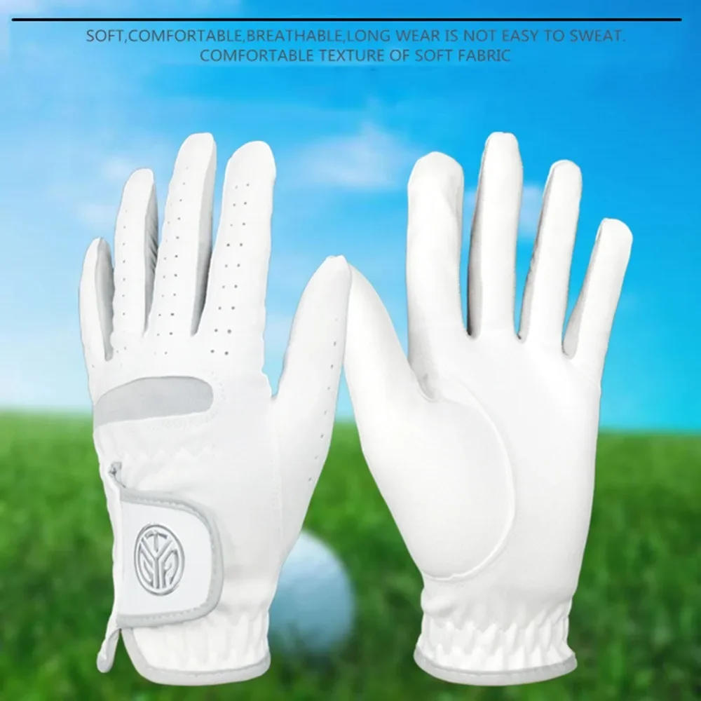 Description Picture 3 of item1 Pcs Men's Left Hand Golf Glove Right Hand Micro Soft Fiber Breathable Mens Golf Gloves White Color