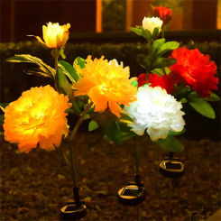 Peony Flower Solar  Lights Home LED Decoration Landscape Lamp Waterproof Outdoor for Yard Garden Porch Lawn Backyard Decor Light