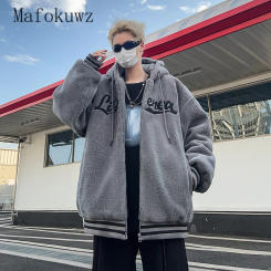 Winter Velvet Thickened Cotton-padded Coat Men's Warm Causal Loose High Street Hooded Jackets Men Tops Parkas Male Clothes