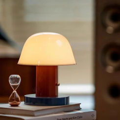 Postmodern Cordless Mushroom Table Lamp Rechargeable Battery Operated Night Light for Bedroom Living Room Restaurant Outdoor