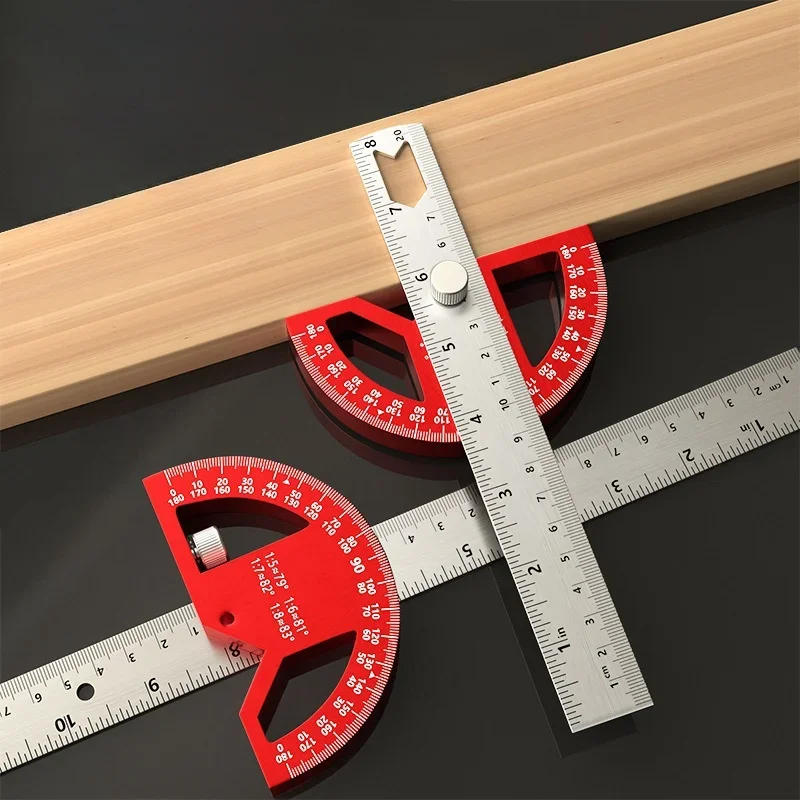 Description Picture 2 of itemAngle Ruler Protractor tool for Carpenters with 0-180 Degrees Measuring Woodworking Tools Adjustable Construction Protractors
