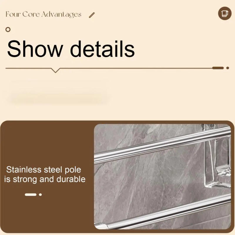 Description Picture 5 of itemDual-layer Suction Cup Towel Rack Stainless Steel Bath Towel Holder Shower Door Towel Bar Rack Stainless Steel Bath Towel Holder