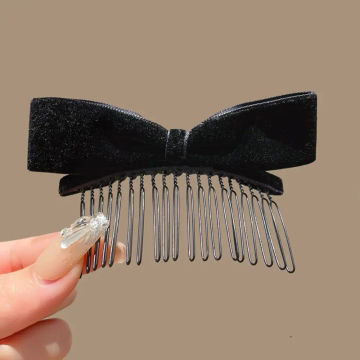 Hair Comb Bow Hairpin Vintage Red Side Clip Velvet Bowknot Hair Clip Korean Style Headwear Barrettes Girl