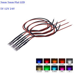 20pcs 3mm/5mm 5V 12V 24V LED Red RGB Pre-Wired Water Clear flat led Light Emitting Diodes