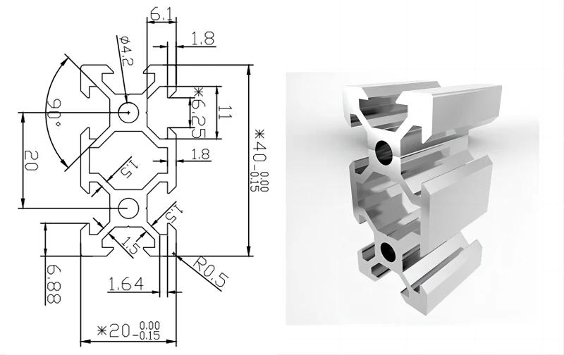 Description Picture 2 of item2Pcs 2040 V-Slot Aluminum Extrusion Profiles 550-1500mm EU Standard Aluminum Linear Rail Guide for CNC Router Machine 3D Printer