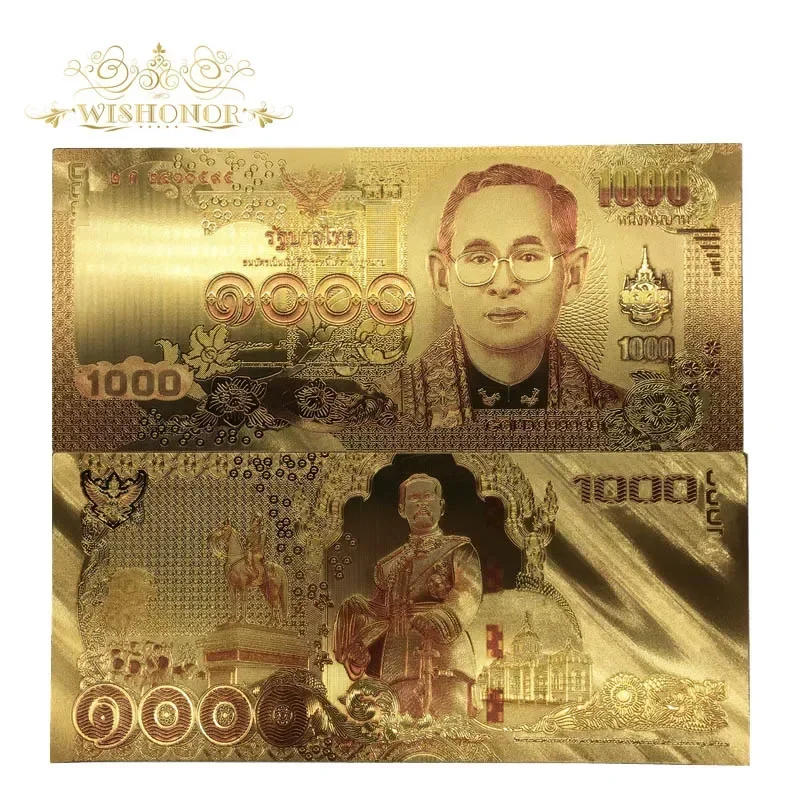 Description Picture 5 of itemNew Thailand Banknotes Baht Bill Gold Foil Banknote With Colors Thailand 24k Gold Plated Note For Gift 10pcs/lot