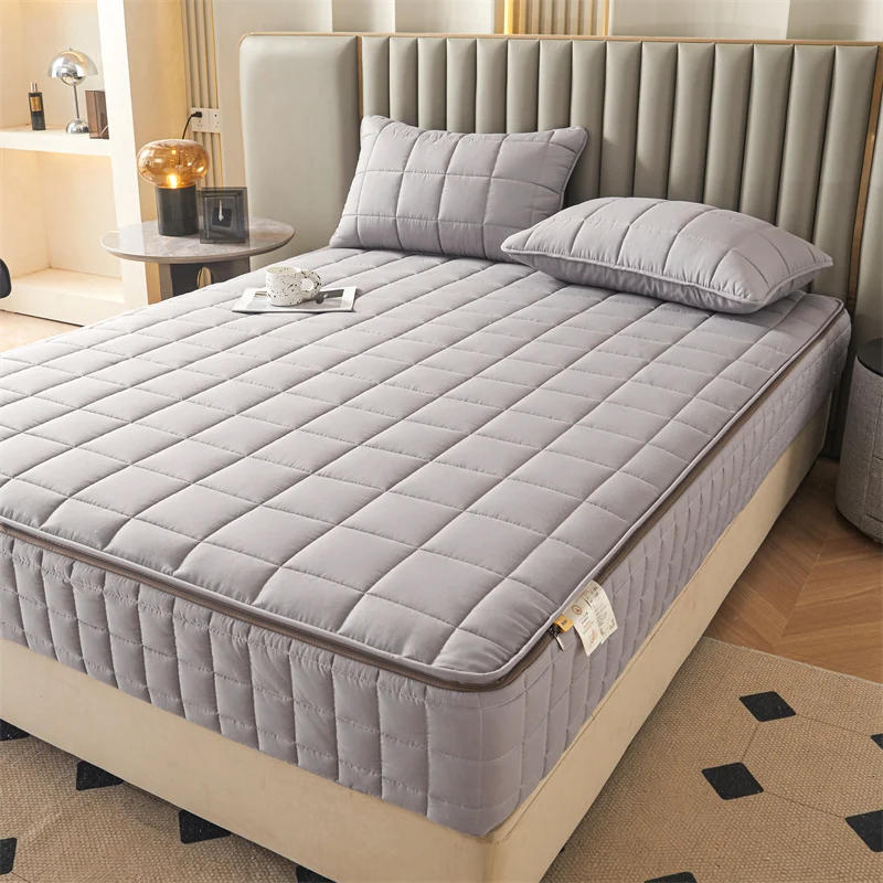 Description Picture 3 of itemSix Sides Full Enclosed Mattress Protector Cover with Zipper Closure Thicken Quilted Mattress Topper Pad Luxury Soft Bed Sheet