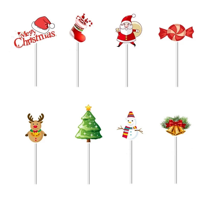 Description Picture 3 of item16/48Pcs Cartoon Christmas Cake Topper Santa Claus Xmas Tree Cupcake Topper for New Year Party Xmas Cake Decoration Noel Navidad