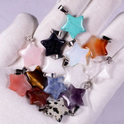1pc Five-pointed Stars Natural Crystals 20x6mm Stones Decorative Gemstones Necklaces for Pendants Quartz Girl Minerals S06