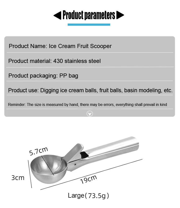 Description Picture 6 of itemStainless Steel Ice Cream Scoops, Ice Cream Scoops, Watermelon Baller, Non-Stick Fruit Dessert Spoon, Kitchen Tools